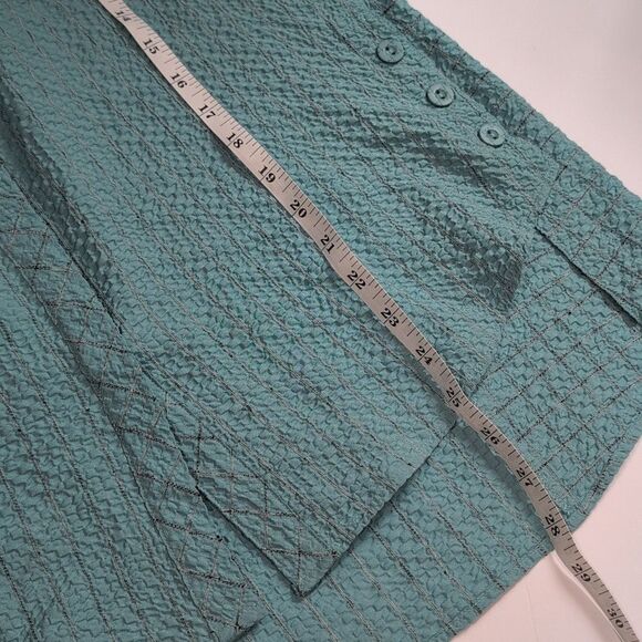 Habitat Top Womens Small Blue Button Front Art Crinkle Blouse - Picture 9 of 9